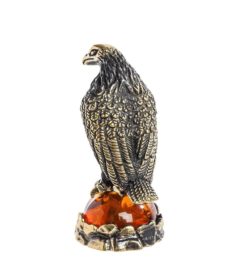 Народные промыслы AM-1237 Фигурка «Ворон на гнезде» (латунь, янтарь)