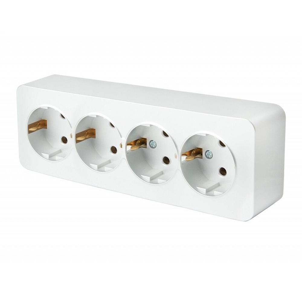 Розетка 4-местная с/з открытой установки. 250В. 16А. IP20. серия София. белый. MST16-14-01