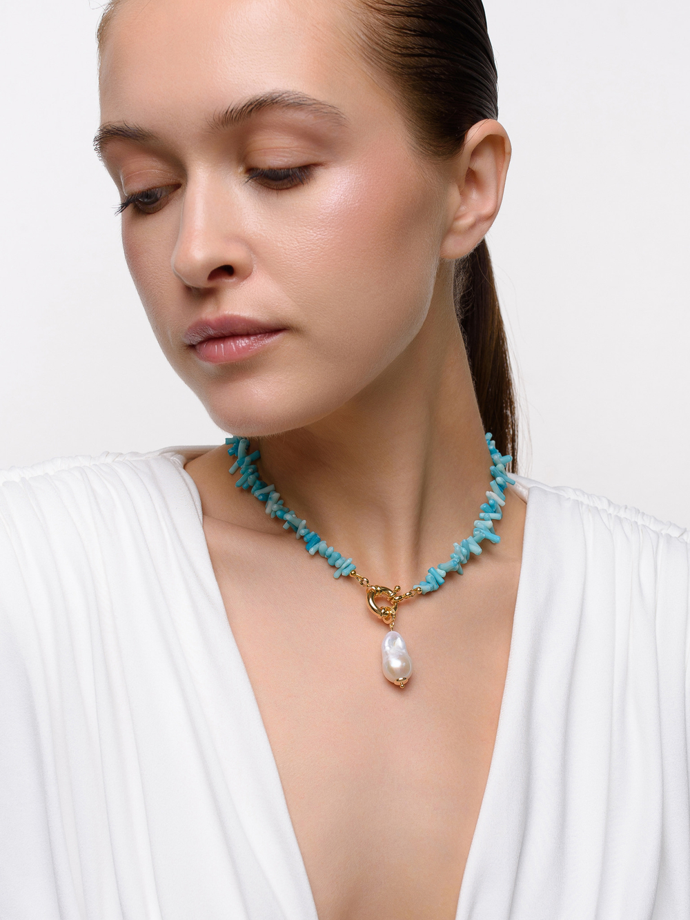 Колье Sea Coral Pearl Gold