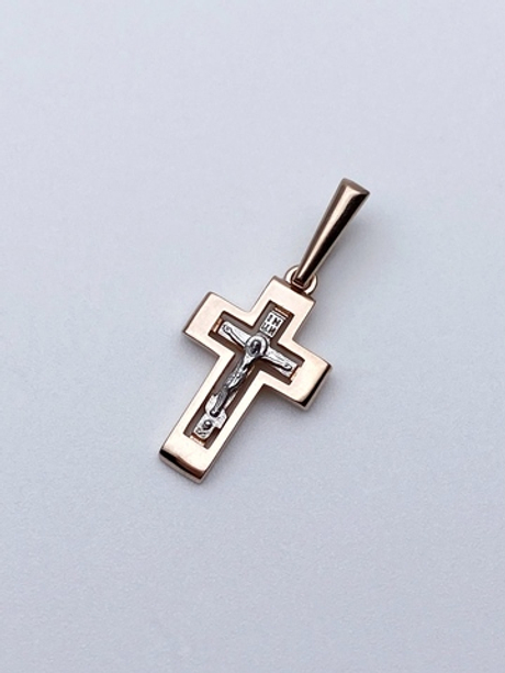 Крест из серебра/Позолота,Родий/С подвижным ухом