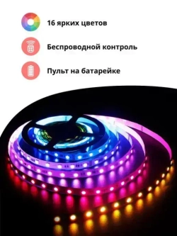 Светодиодная многоцветная RGB LED лента с пультом 3м 5050 SMD с USB, света диодная РГБ ЛЕД подсветка