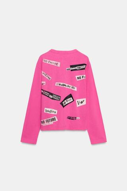 ZARA ФУТБОЛКА С ДЛИННЫМИ РУКАВАМИ SEX PISTOLS, РОЗОВЫЙ