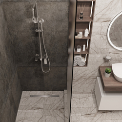 Душевой лоток CK DRAIN RİO-AQUA006-60 60 см, двойной, с мокрым затвором, щелевой, из нержавеющей стали, с решеткой