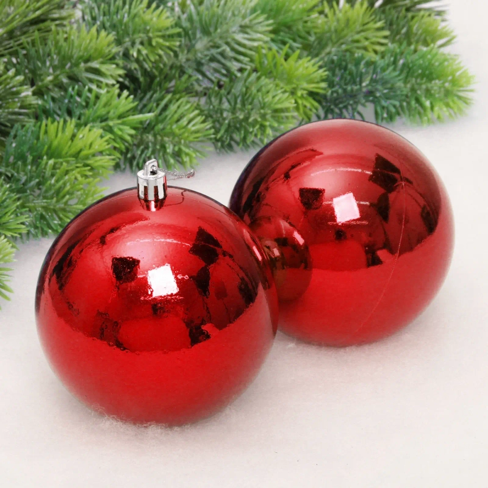 Новогодние шары 10 см (набор 2 шт) «Глянец», красный