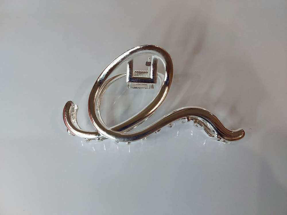 Заколка-краб. Краб  "Петля".  Для всех типов волос. Заколка металлическая Усиленная. Цвет "Серебро"