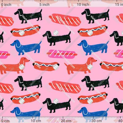 Таксы и хот-доги на розовом by Catmancer 476 DPI