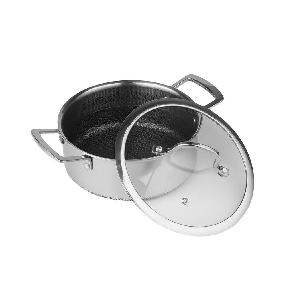 Кастрюля 5,8 л 26/23*18,5 см с крышкой New Kitchen Honeycombs нерж. с антиприг. покр. ИНДУКЦИЯ