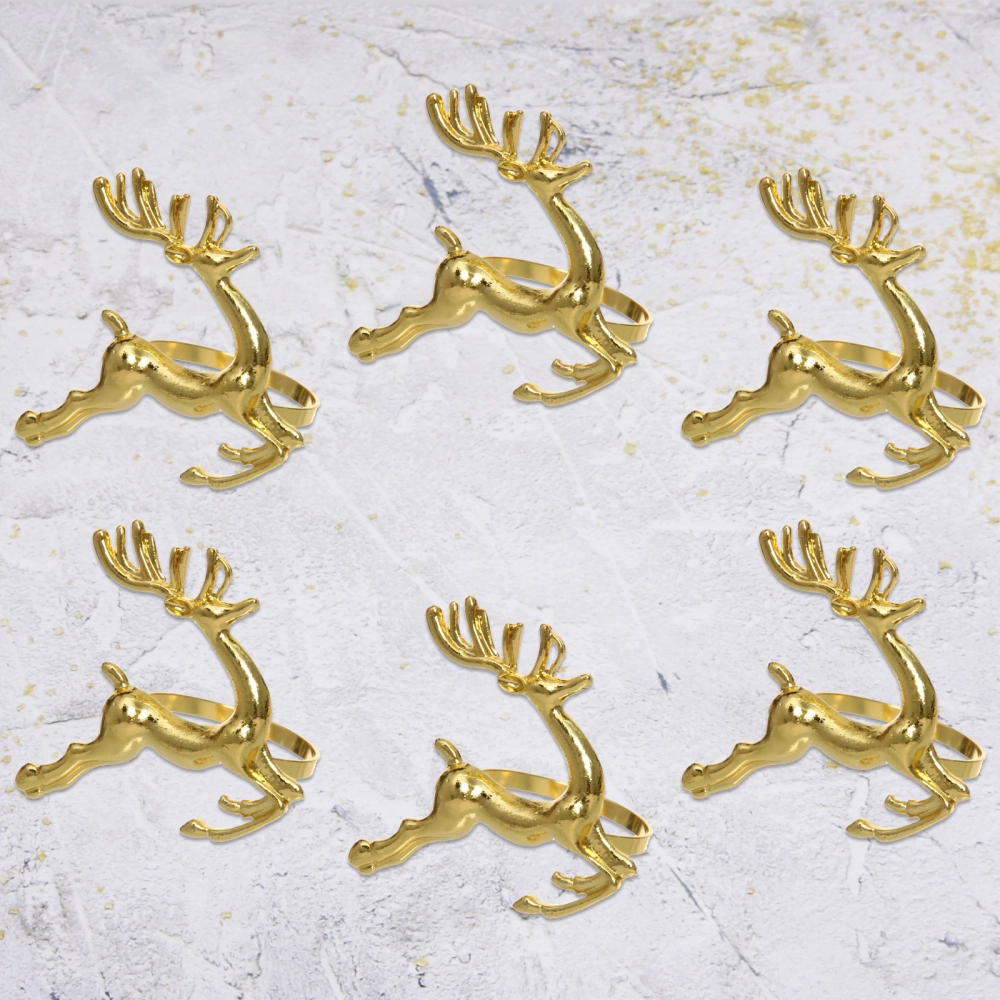 Набор колец для салфеток 6шт «Рождественский Олень» 4,5*6см, золото