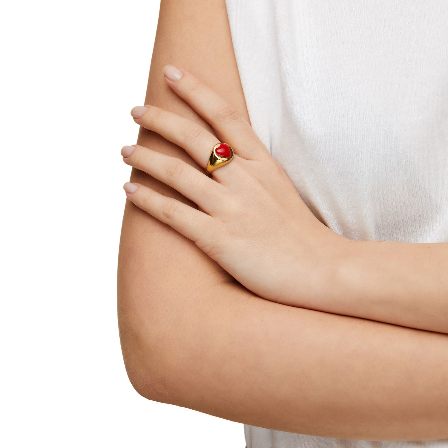 Кольцо Gold Red Heart Ring