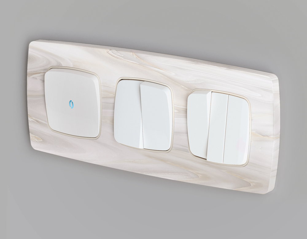 MO122060 Комплект механизма 1-кл выключателя с самовозвратом с подсветкой 10000K OMEGA Белый матовый QUANT (OP1220, VM113, G17B)