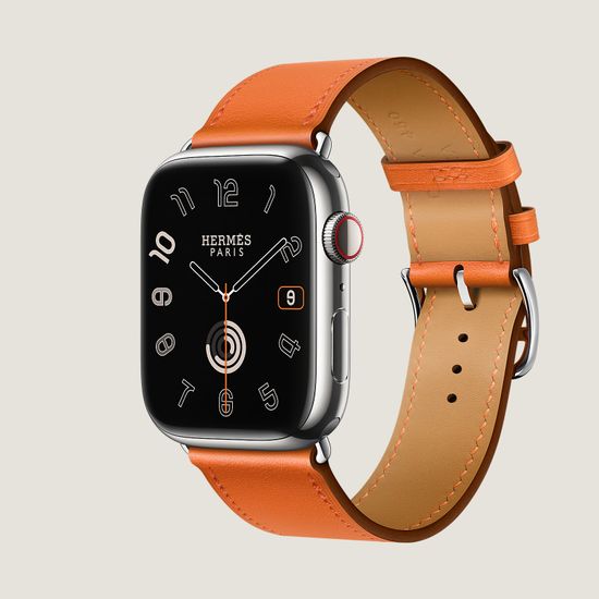 Apple Watch Hermès  Series 9 45mm Silver Stainless Steel Case with Single Tour Orange