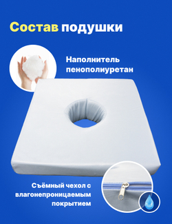 Подушка противопролежневая полиуретановая 35*35 см под голову / шею