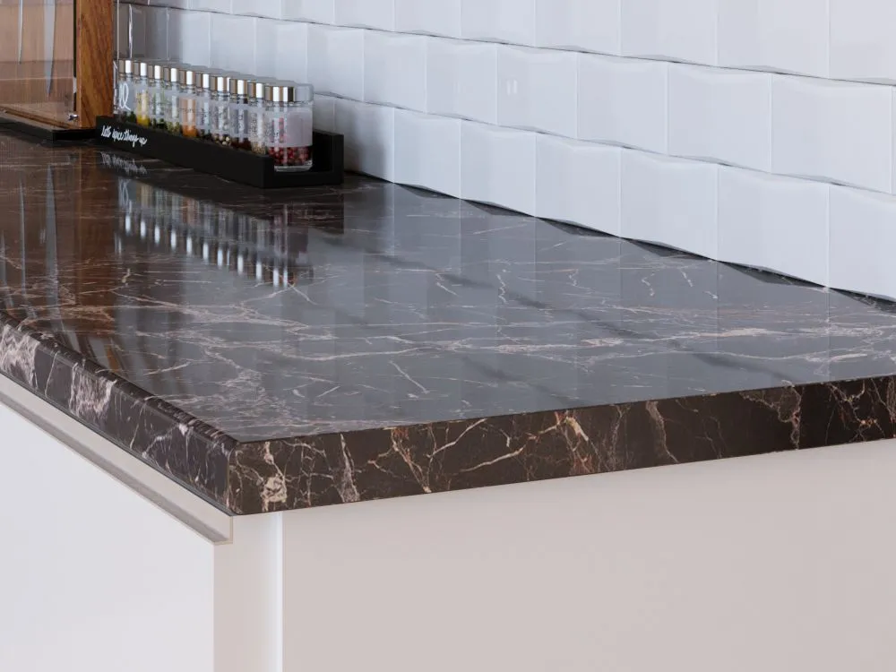 Столешница Мрамор марквина черный 3 кат 3050*600*40 \3030\1 глянец