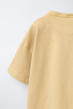 ZARA ОДНОТОННАЯ ФУТБОЛКА GARMENT DYE, ОХРА