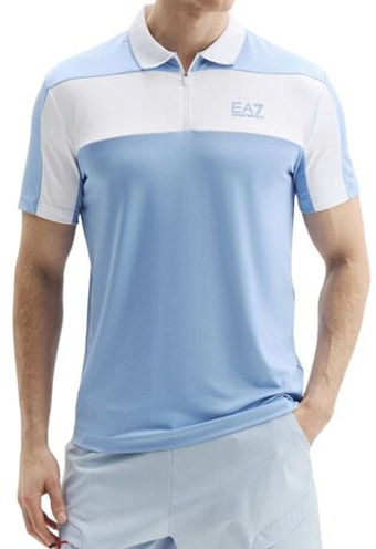 Мужское теннисное поло EA7 Tennis Pro Zip-Up Shirt - bel air blue