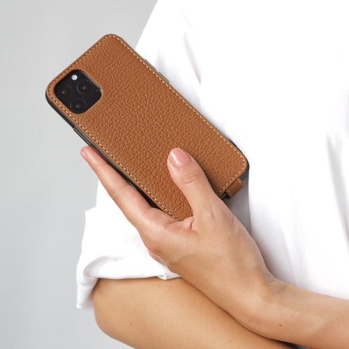 Чехол для iPhone 11 Pro из натуральной кожи теленка, цвета карамель