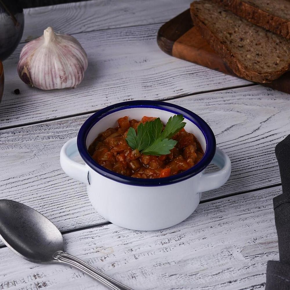 Кастрюля для подачи 8,3 см h4,7 см 250 мл круглая Blue Rim эмалированая сталь SUNNEX [1]