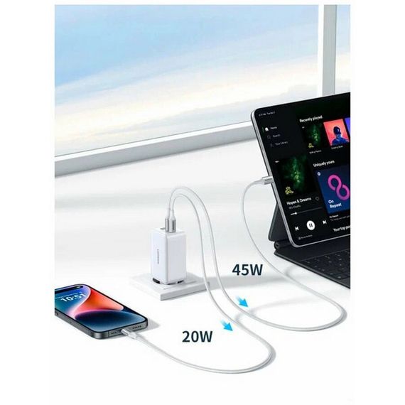 Сетевое зарядное устройство Ugreen CD244 Nexode 65W USB-A + 2 x USB-C GaN (15334) белый