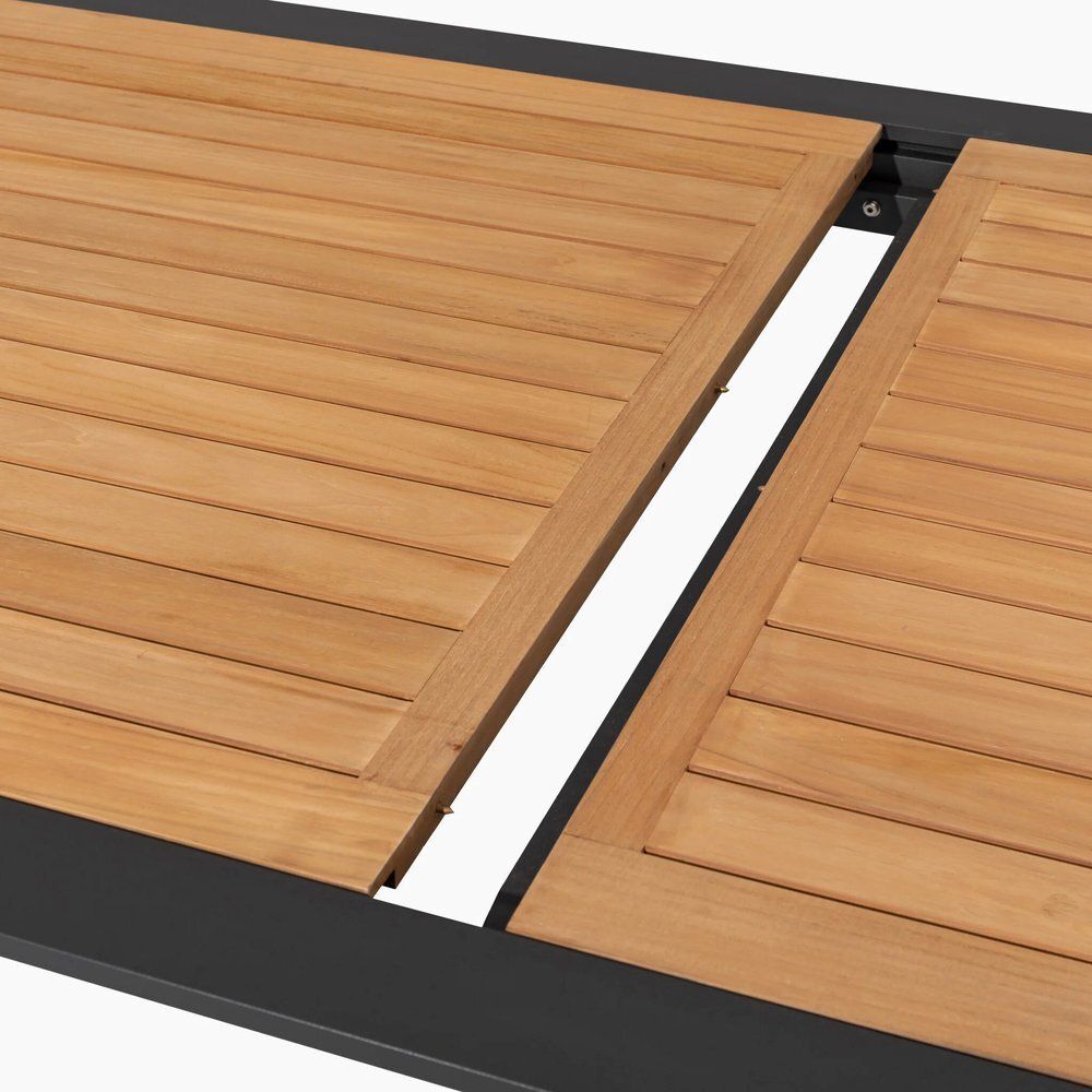 Nora-Andy 10R, комплект обеденной мебели антрацит/натуральный, алюминий/тик