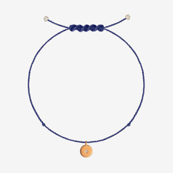 браслет «луна» из розового золота на синей нити