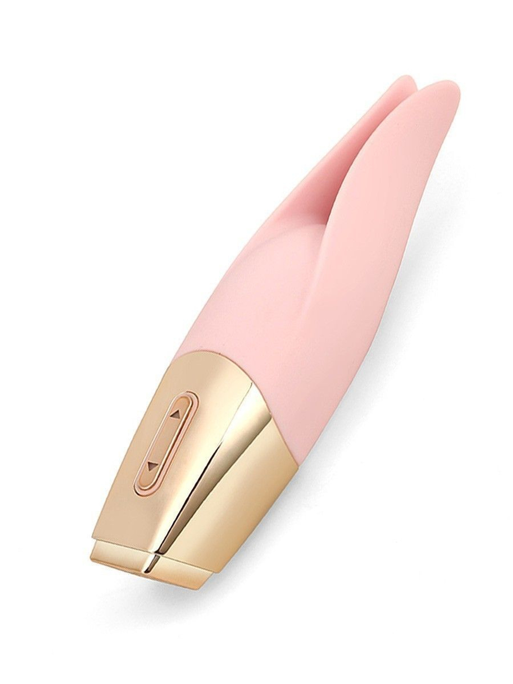 Нежно-розовый мини-вибратор с раздвоенным кончиком - 12,3 см. (Цвет: нежно-розовый)