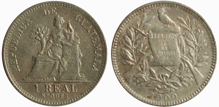 Гватемала 1 реал, 1900 Герб VF