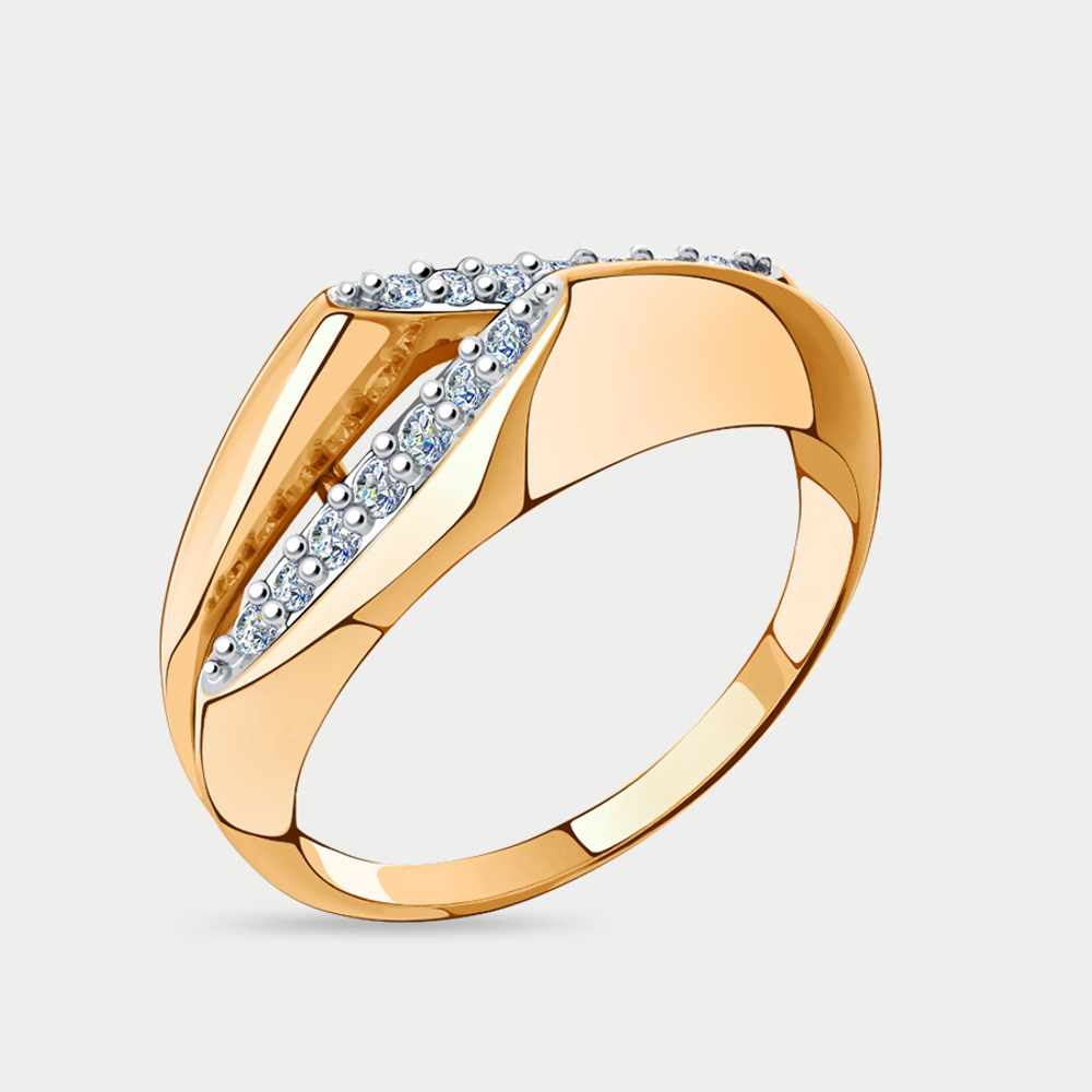 Кольцо для женщин из розового золота 585 пробы с фианитами (арт. 01-118201)