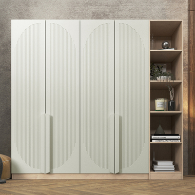 Шкаф Агератум МДФ четырехсекционный с стеллажом Лайн керамика (0,27) А10032 матовая - Дуб Сонома 3025  220*50*260