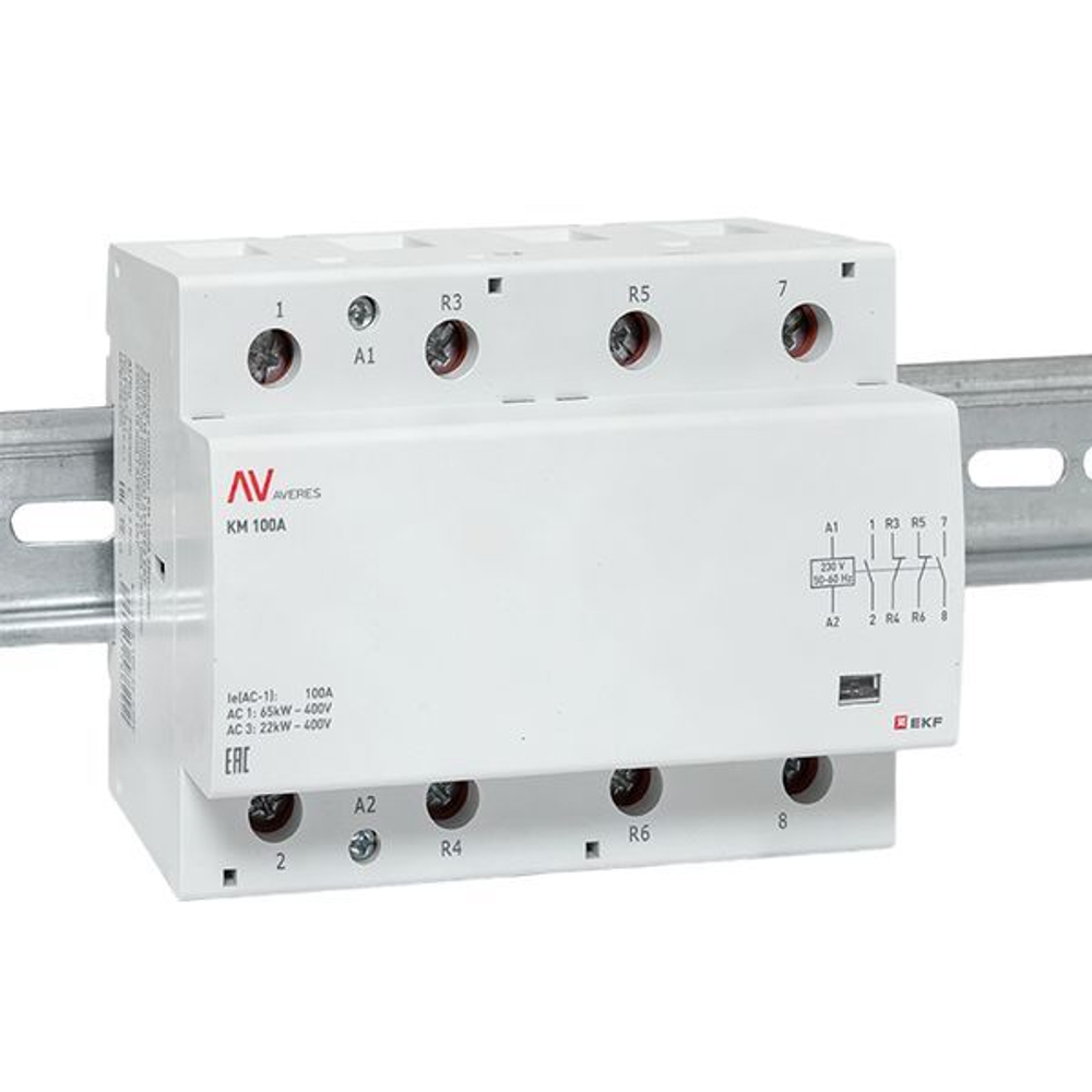 Контактор модульный EKF km-av-6-100-22-230V