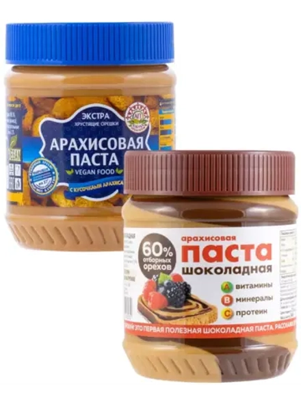 Арахисовая паста с кусочками, Шоколадная 340 г * 2 шт