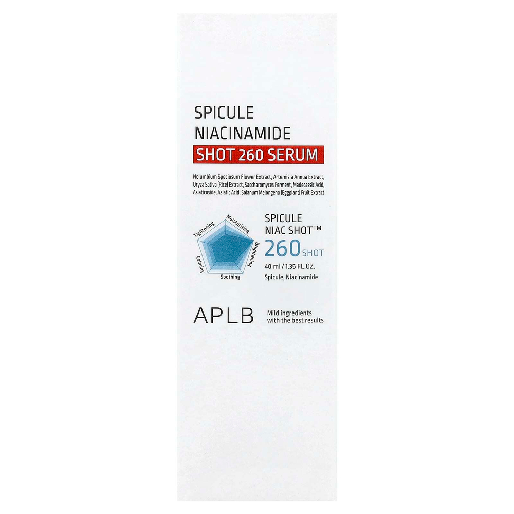 APLB, Spicule Niacinamide Shot 260, сыворотка, 40 мл (1,35 жидк. унции)