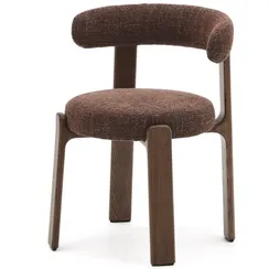 Стул Granite на 4 ножках из коричневого шенилла и массива ясеня в отделке орех