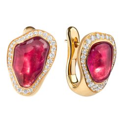 Серьги с Рубеллитами и Бриллиантами, E0030-12/1