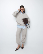 Брюки из смесового кашемира серо-бежевый