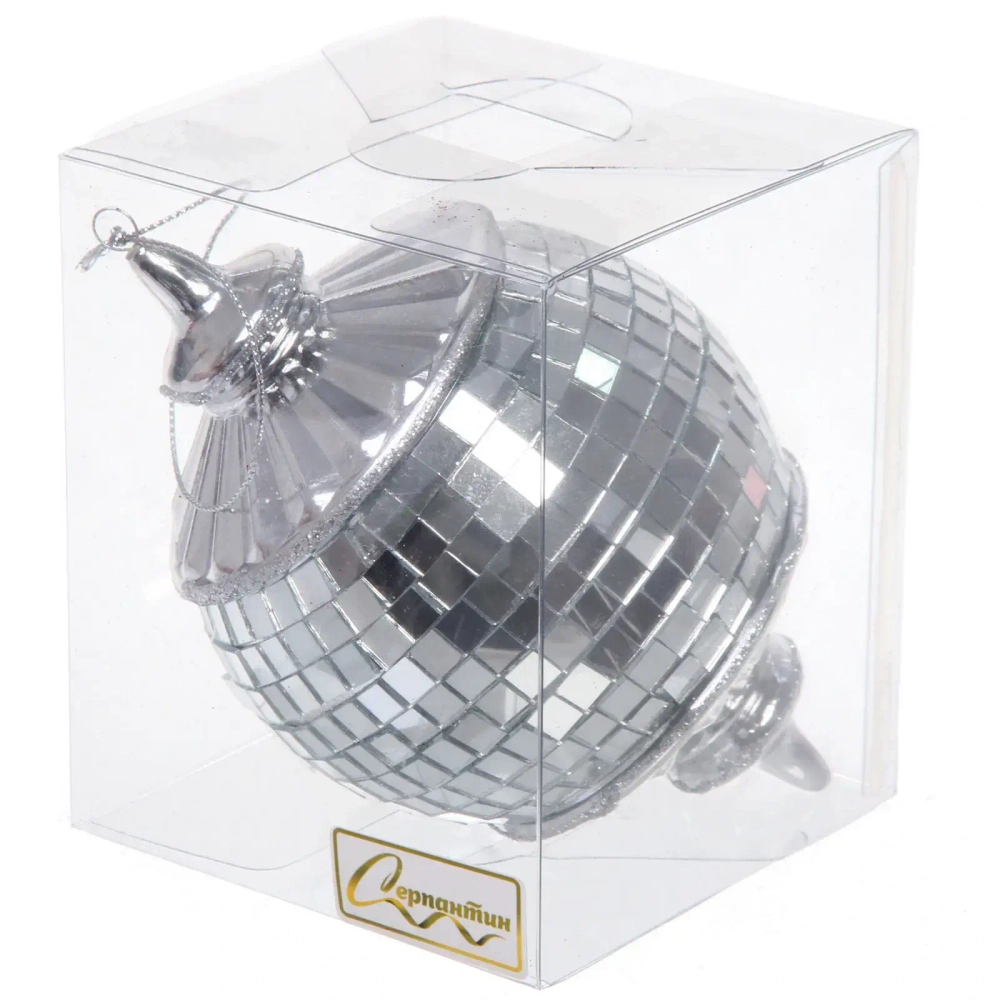 Елочная игрушка «Новогодняя дискотека» 8*8*13 см, серебро