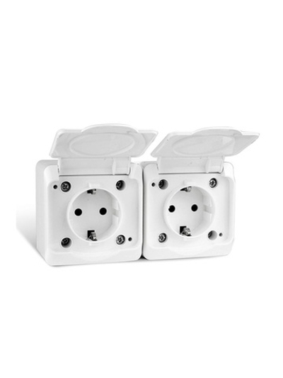 Розетка 2-м ОП Nix 16А IP54 250В с заземл. с крышкой бел. TOKOV ELECTRIC TKE-NX-R2Z-C01-IP54
