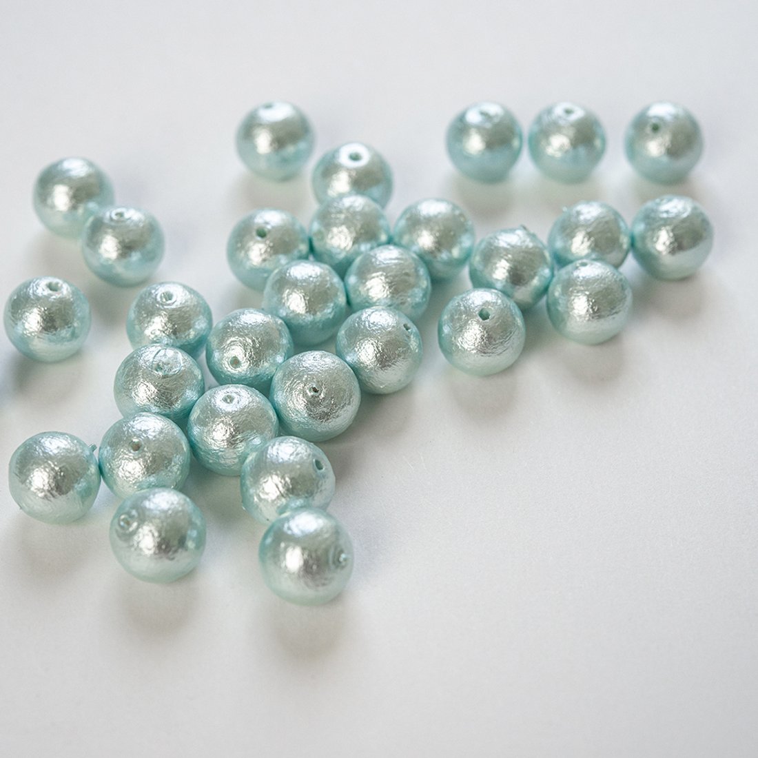 Хлопковый жемчуг, оттенок "Aqua", шар 8мм, сквозное отверстие