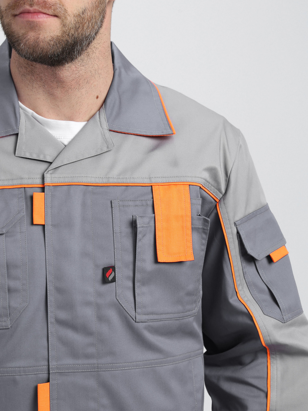 Костюм Драга-2 (тк.Смесовая МВО,240) п/к, серый/св.серый/оранжевый