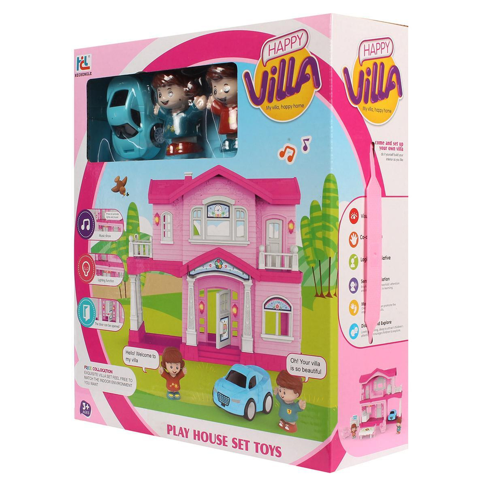 Игрушечный дом для куклы с мебелью и фигурками коробка 6643