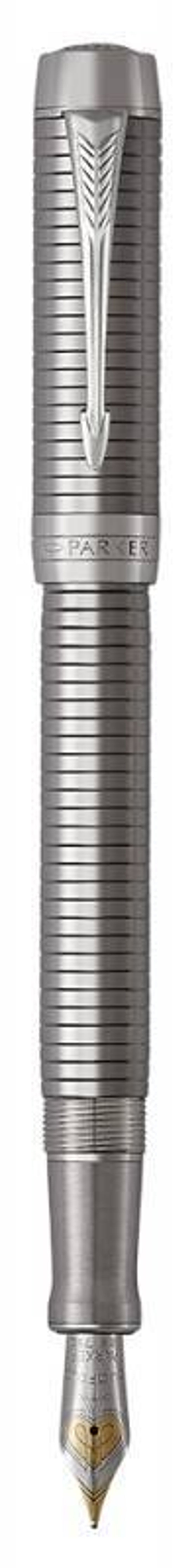 Перьевая ручка Parker Duofold F308 Prestige Centennial Ruthenium Chiselled CT перо F 18K (1931333)