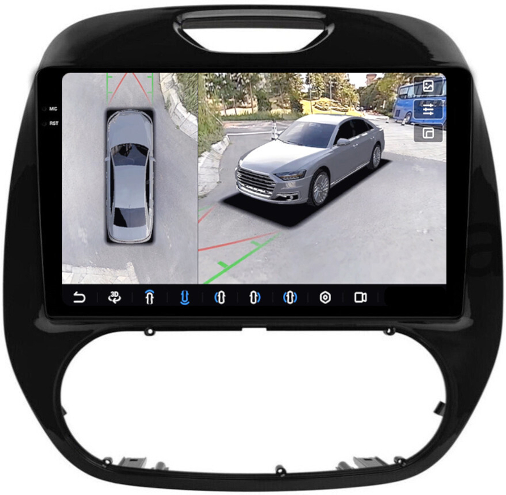 Магнитола для Renault Kaptur 2016+ - FarCar BX733M-360 монитор 9.5" 2K QLED на Android 13, 6Гб+128Гб, CarPlay, 4G SIM-слот, 4 камеры в комплекте