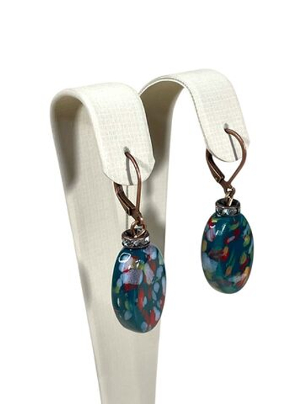 Серьги керамика темно-зеленые