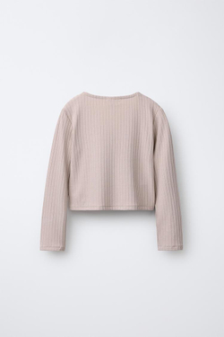 ZARA ЛОНГСЛИВ В РУБЧИК «БАЛЕТ», ТЕЛЕСНО-РОЗОВЫЙ