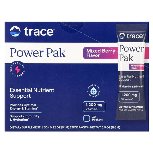 Trace, Power Pak, с ягодным вкусом, 30 пакетиков, 6,1 г (0,22 унции) каждый