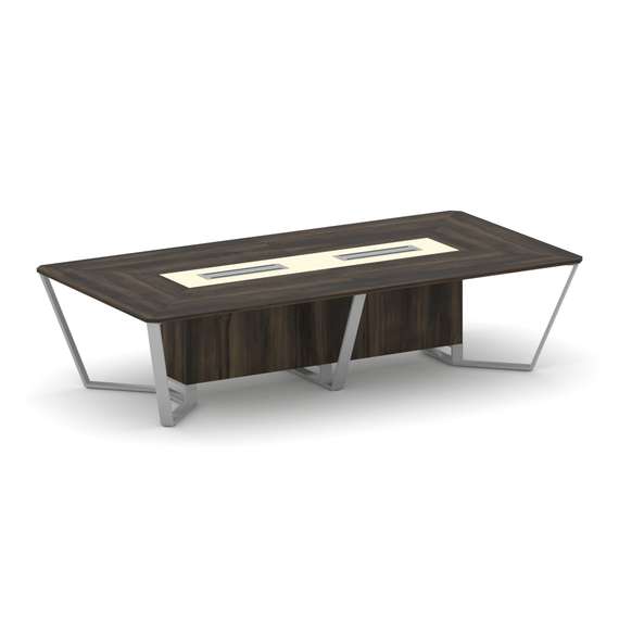 Steel Meet Стол переговорный прямоугольный KM-PR.B.SP-12 Дуб Мали/Ваниль Глянец/Металл Серый 3200*16