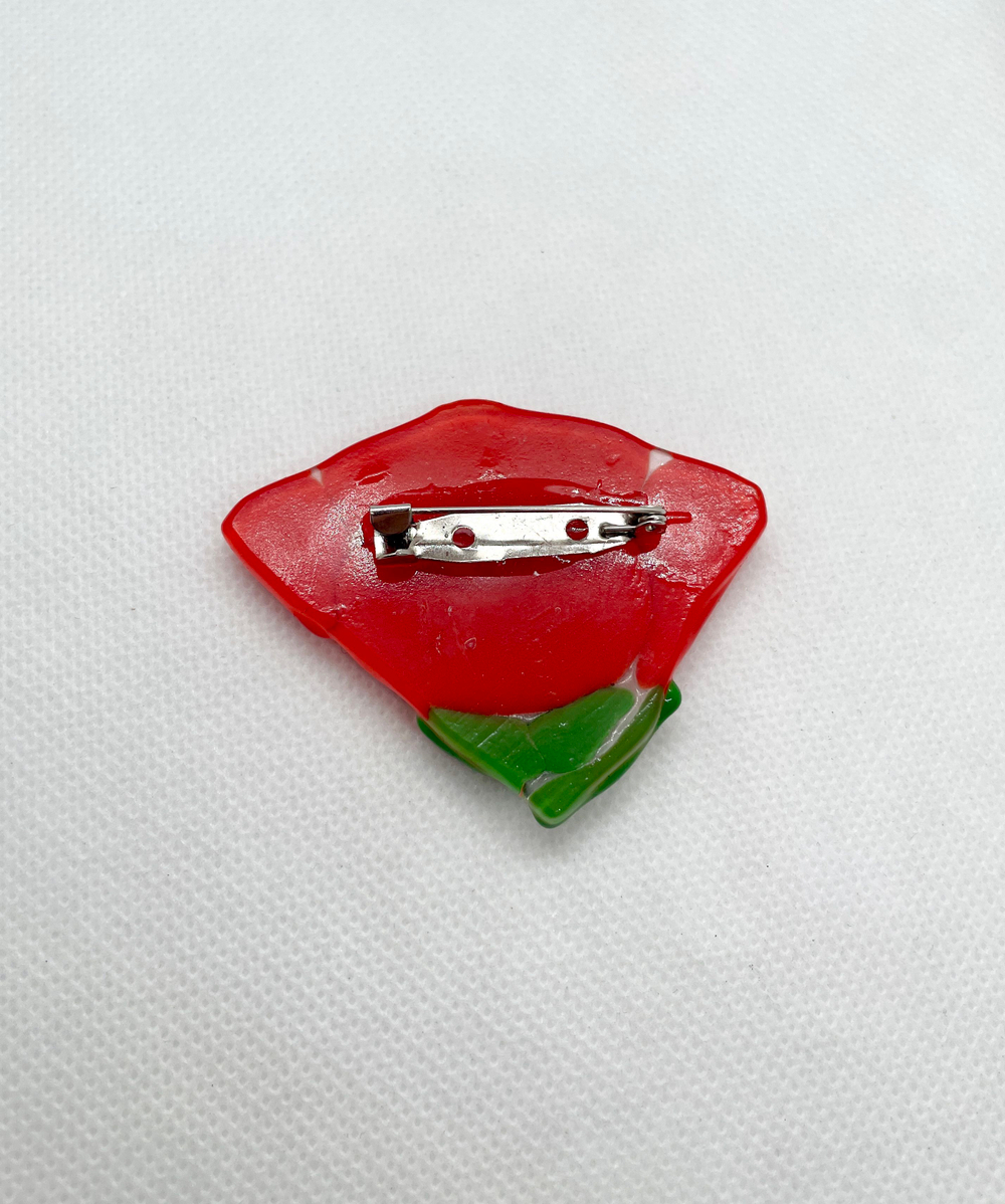 Брошь мак из муранского стекла