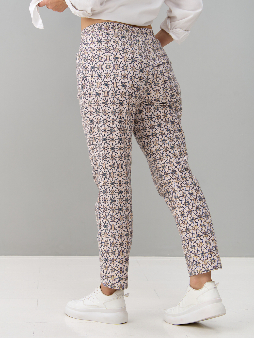 Брюки Бдж-129/бежевый-орнаментджинс