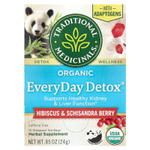 Traditional Medicinals, Organic EveryDay Detox®, ягоды гибискуса и лимонника, без кофеина, 16 чайных пакетиков в упаковке, 24 г (0,85 унции)