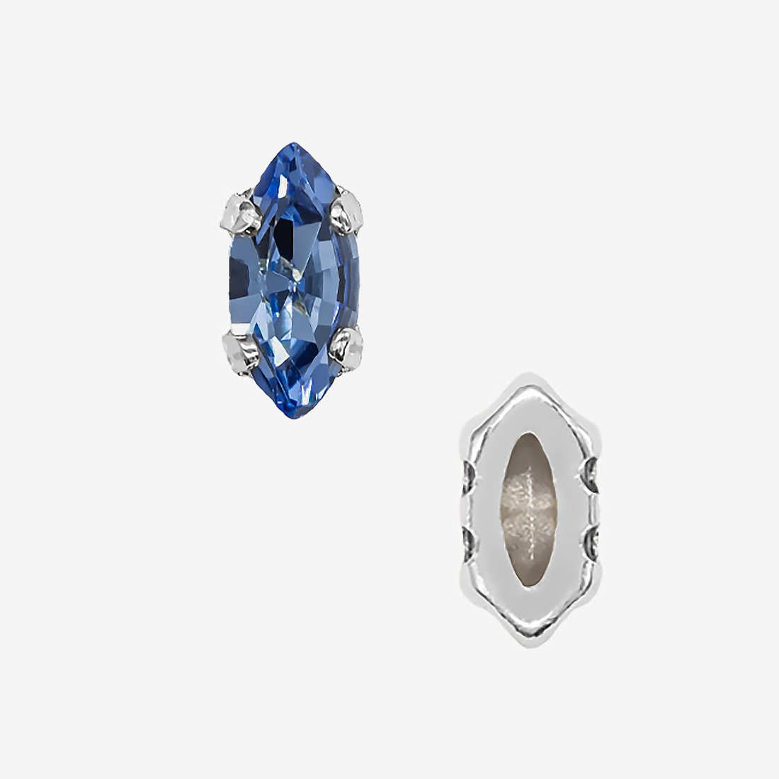 Кристалл Маркиз (Marquise Fancy Stone) в цапах, оттенок "Сапфир"/"Sapphire", 6*3мм, родирование