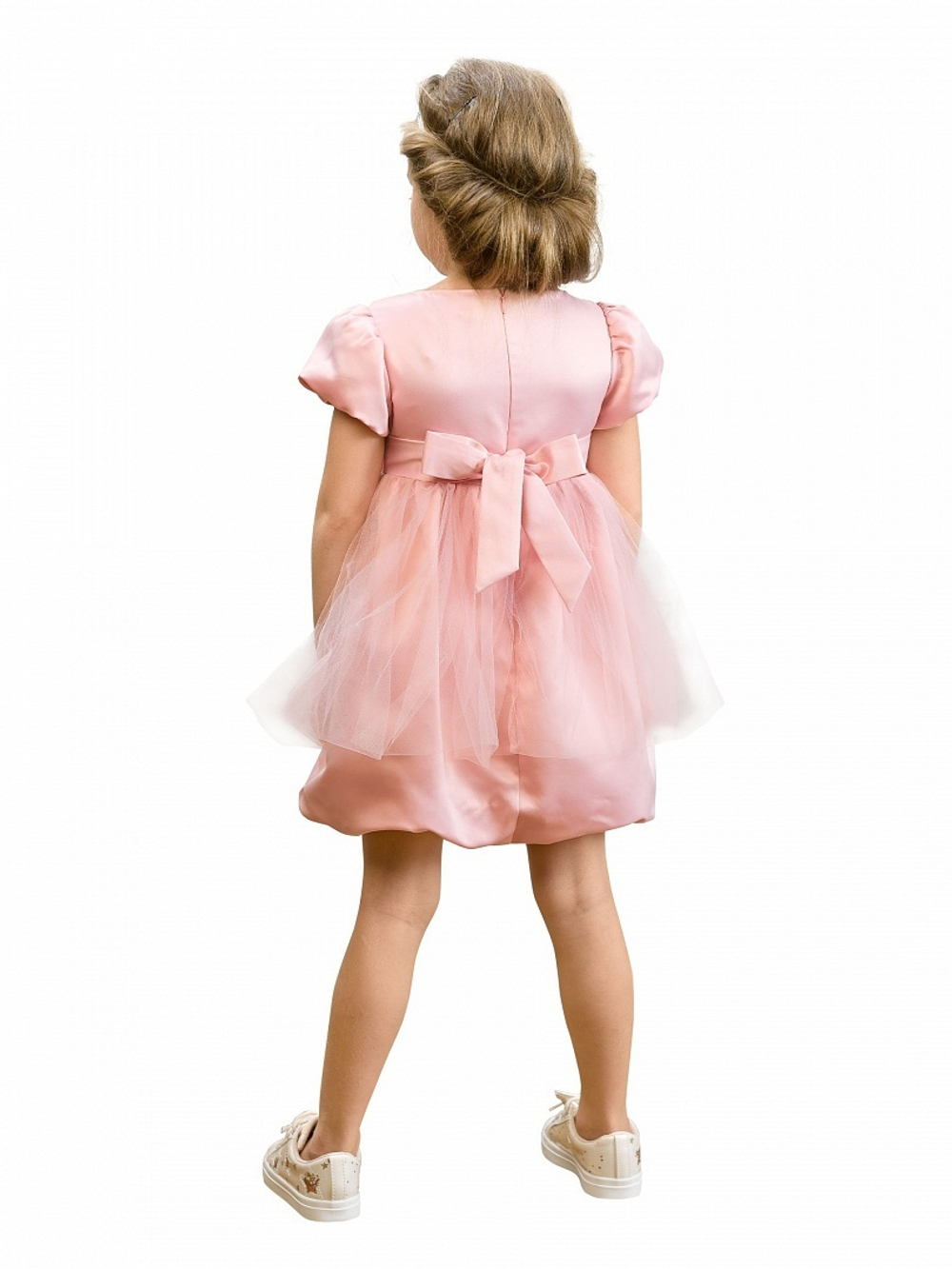 Pelican GWDT3155/3 Платье для девочек нарядное сатин розовое